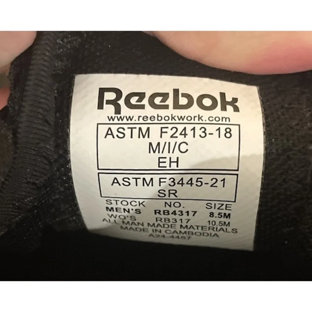 Reebok Fusion Flexweave Comp Safety Toe Work Sneakers, Mens Size 8.5 M, Black